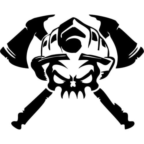 Firefighter Skull Car Sticker Fashion Personality Decal Pvc Decal Is Suitable for All Kinds of Cars Black/white, 19cm*15cm