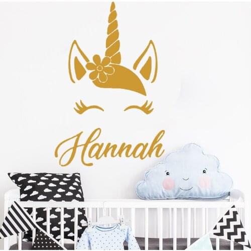 Custom Name Unicorn Wall Decal Personalized Girls Name Viny Stickers for Kids Rooms Cute Animal Nursery Decor Girls Gift B329
