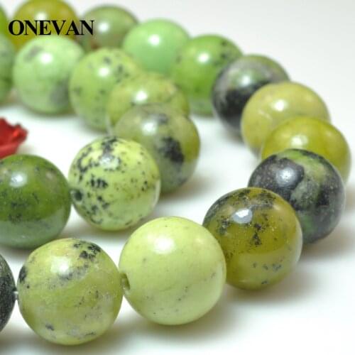 ONEVAN Natural Australia Green Jadeite Beads Smooth Loose Round Stone Diy Bracelet Necklace Jewelry Making Accessories Design