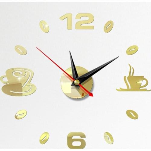 NEW Wall-Clock Modern Design DIY Coffee CUP Sticker Mute Digital 3D Wall Clock Living Room Home Office Decor Christmas Gifts