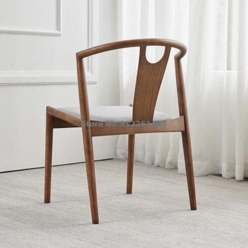 Solid Wood Dining Chair Nordic New Chinese Backrest Leisure Meeting Chair Minimalist Designer Chair Log Leisure Desk Tea Chair