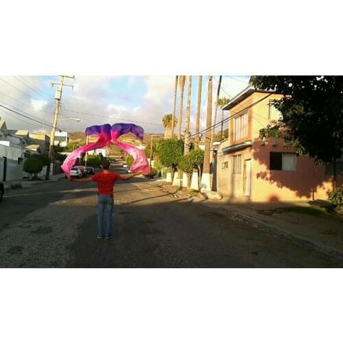 Wholesale 1pc right fans+1 pc left fans 5 size*0.9m(XX"*35") hand painted belly dance silk fan veil,pink + rose red+ purple