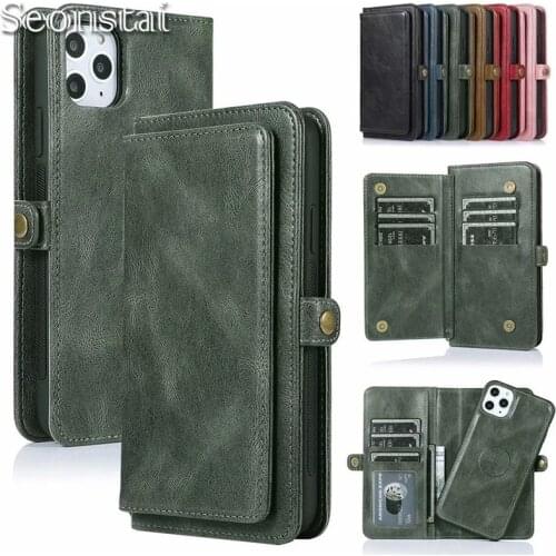 Flip Folio Case for iPhone XR XS Luxury Detachable Leather Wallet Phone Case Magnet Cover for iPhone 11 SE 2020 XS Max 7 8 Coque