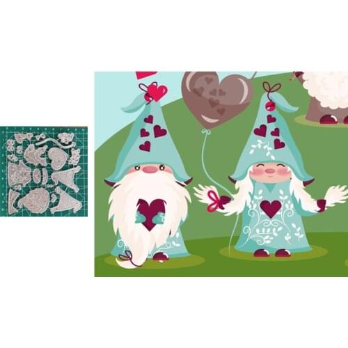 Valentine Gnome Couple Metal Cutting Dies Embossing Paper Card Craft layering stencils for diy scrapbooking Die Cut Birthday