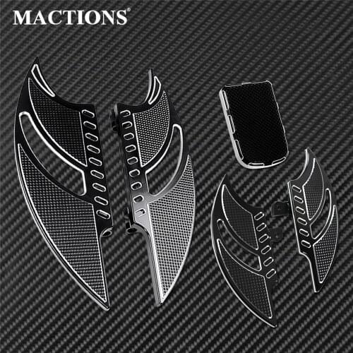Motorcycle CNC Front+Rear Floorboards Footpeg Brake Pedal Footrest Black Foot Pegs For Harley Touring Softail Electra Glide Dyna