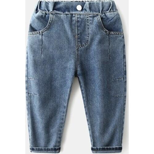 Casual Boys Girls Denim Pants Cotton Elastic Waist Kids Jeans Trousers Childrens Clothing
