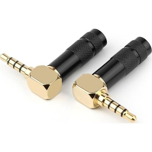 Gold Plated 3.5 Jack 90 Degree 1/8" 4 Poles 3 5 Headphone Plug Audio Adapter Right Angle Solder Black Silver 3.5mm Connector