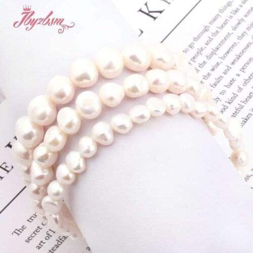 Natural Freeform Freshwater Pearl White Beads For Women Chritmats Fashion Jewerly Gift Bracelet 5-7/8-9/9-10mm 7" Drop Shipping
