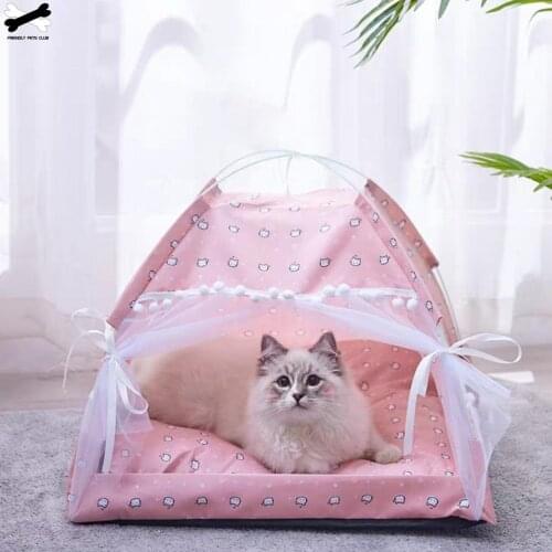 Foldable Cat Tent Portable Dog Bed House For Small Medium Dogs Breathable Puppy Nest Semi-closed Kennel Summer Pet Products