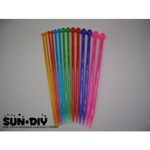 Free shipping Colorful Single-pointed acrylic knitting needles 25,35cm 7 pairs size 4-10mm for DIY crafts knitting needlework