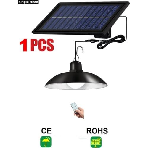Remote 30 led 2 head Retro Lampshade solar pendant light waterproof outdoor solar lamp 3M extension line super bright lamp for G