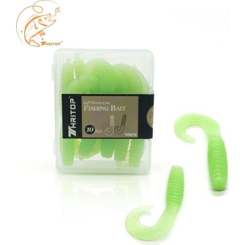 Thritop 10pcs Soft Worm Lure TP070 1.3g 45mm For Fishing Worm Paddle Tail Lure Wobbler Soft Lure For Bass Fishing Accessories