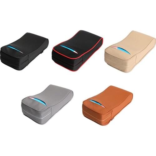 2 in 1 Universal Leather Car Central Armrest Pad with Tissue Holder Auto Protective Center Console Arm Rest Seat Box Mat Cushion