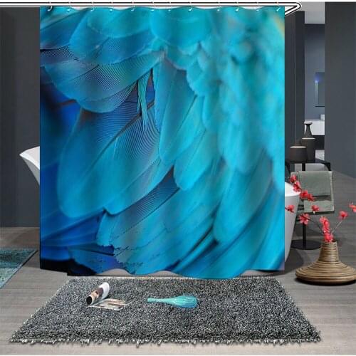Custom Made Shower Curtain Bathroom Curtain Partition 1.5 x 1.8m 1.8 x 1.8m 1.8 x 2m Feather Blue