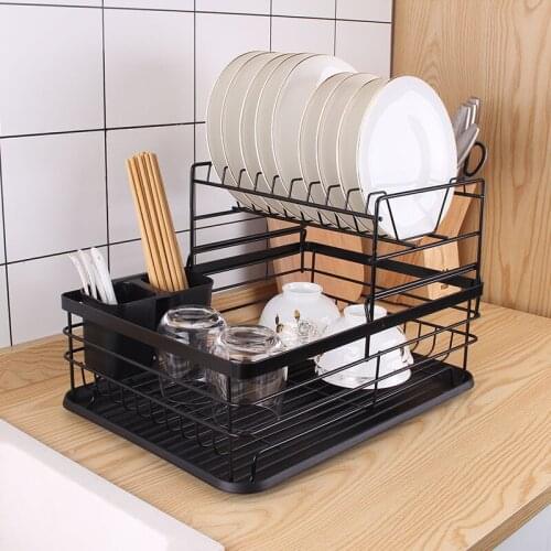 Japanese Iron Art Bowl Dish Storage Frame Multi-function Kitchen Draining Dish Rack Home Big Capacity Tableware Commodity Shelf
