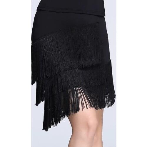 Adult Latin Dance Skirt Womens Large Size Fringed Latin Skirt For Girls Cha Cha Rumba Samba Fringe Sexy Dance Practice Clothing