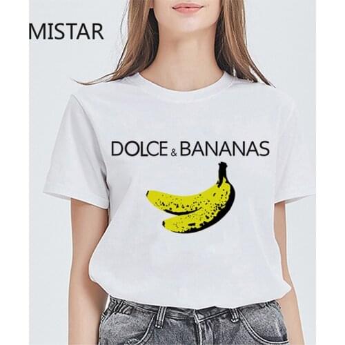 2020 Funny T Shirt Dolce banana Printed Women White Short Sleeve Harajuku Fashion Casual T Shirt Cute Graphic Tees Women clothes