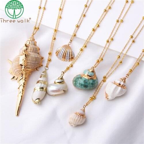 Shell Pendant Necklace for Women Fashion Ocean Sea Beach Necklaces Boho Shell Jewelry