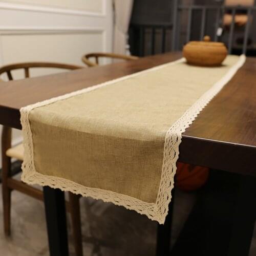 1pcs Cotton Lace Table Runner Beige Gray For Wedding Christmas Home Decor Tablecloth Nordic Romance Table Cover Coffee Runners