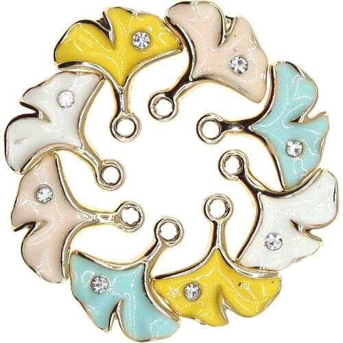 10pcs/lot 17*18mm Cute Leaves Enamel Ginkgo biloba Charms for DIY Earring Necklace Girls Jewelry Handmade Findings XL995