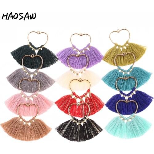 5.5CM 2Pcs With Heart Shape Metal Ring Tassel For DIY Earrings Tassel/Silk Jewelry/Jewelry Findings/Accessories/Embellishments