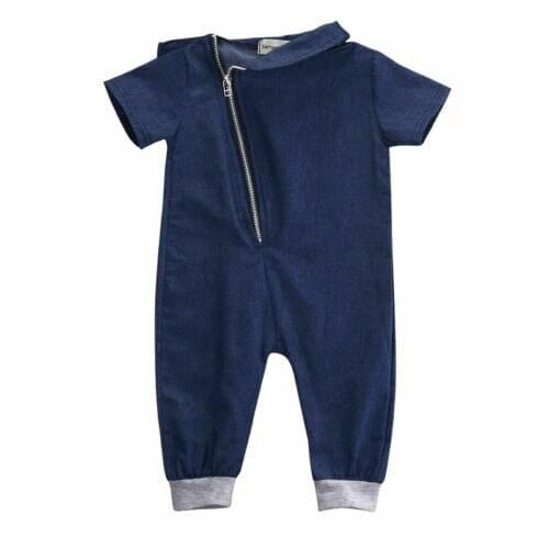 2020 Kids Baby Girl Clothes Short Sleeve Romper Zipper Denim Jumpsuit Casual Toddler Summer One Piece Jeans Outfits 1-3T