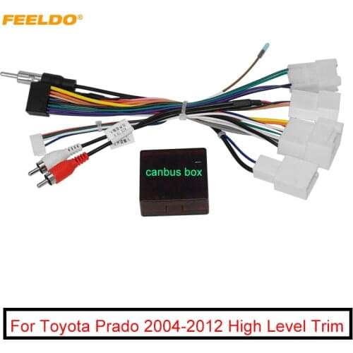FEELDO Car Stereo 16pin Wiring Harness With Canbus Box For Toyota Prado Audio Radio Installation Wire Adapter