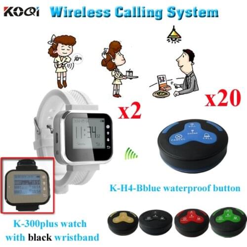 Wireless Service Bell System Wireless Restaurant Buzzer Ding Dong Restaurant Bell 2pcs Watier Pager 20pcs Bell Buzzers