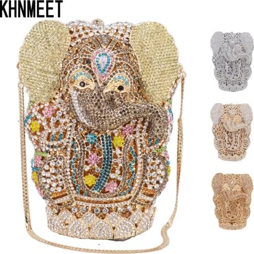 Sparkly Luxury Crystal Evening Bags Animal Designer Pop Clutch Bags Elephant Purse Women Bridal Wedding Handbags SM25