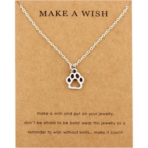 Dogs Footprints Paw Chain Pendants Necklaces Women Men Unisex Girls Handmade Fashion Trendy Jewelry Christmas Gift