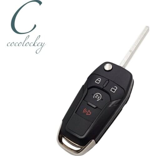 Cocolockey Remote Car Key Shell Fob For Ford Fusion 4button Flip Key 2013-2016 Uncut HU101 Blade Replacement Key Case