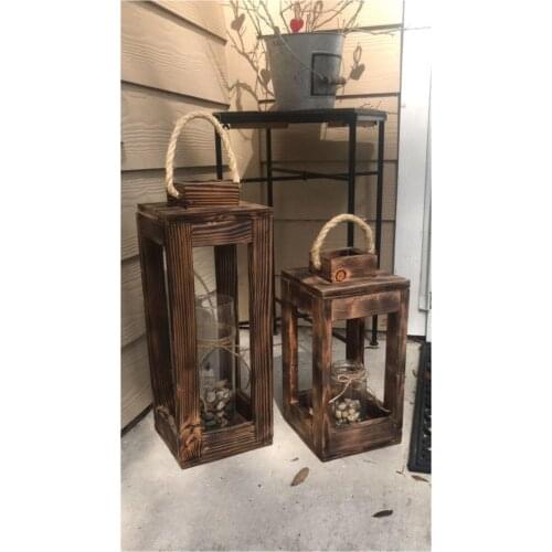 2li wood decorative wooden lantern handmade home decoration candle holder set brown candelabra candlestick european votive centre de table mariage centerpieces nordic vintage living room pillar candle holder rustic