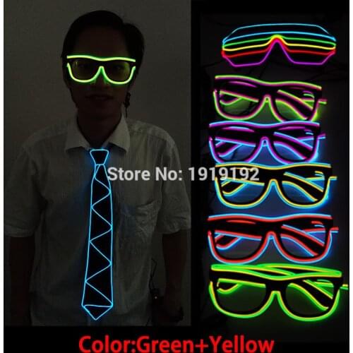 Double Colorful El Wire Neon LED Light Up Shutter new arrival Glow Glasses Rave Costume Party DJ Bright SunGlasses