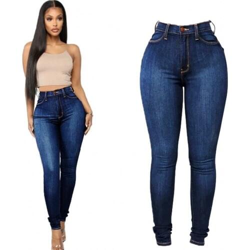 Denim Trousers Casual Ripped Jeans European And American High Stretch Slim Fit Pants 2021 Fall Womens African Pantalons Capris