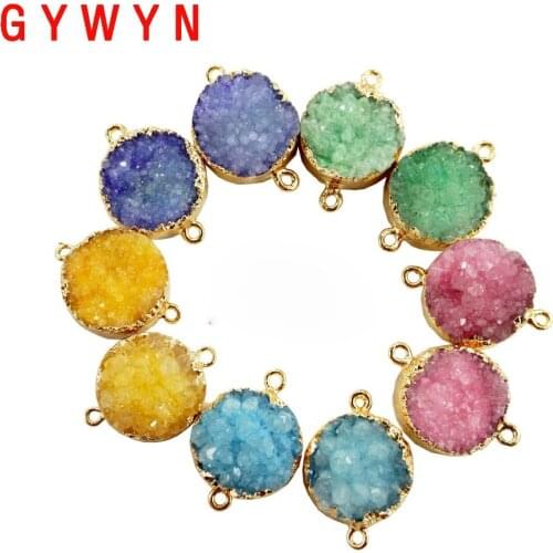Best selling natural stone crystal bud round pendant Crystal cluster double hanging necklace pendant bracelet accessories