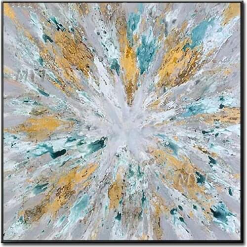 Interesting Yellow Blue Gray Oil Painting Handmade New Design Canvas Wall Decor Fine Art Decorative Paintings For Living Room