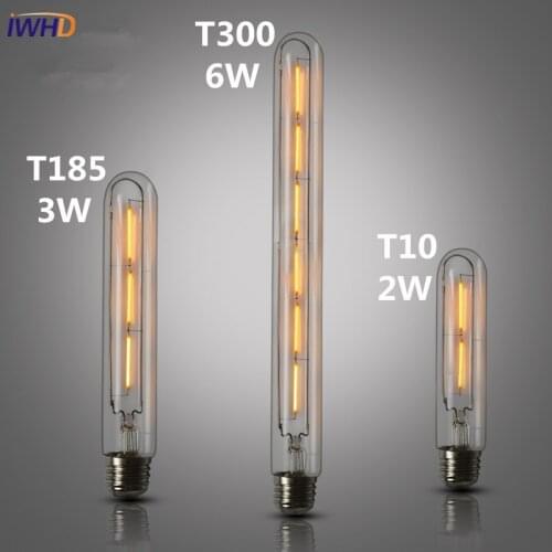 IWHD Test Tube LED Edison Bulb Light Vintage Retro Lamp Bulb Ampoules Decoratives E27 220V T10/T185/T225/T30 2W/3W/4W/6W