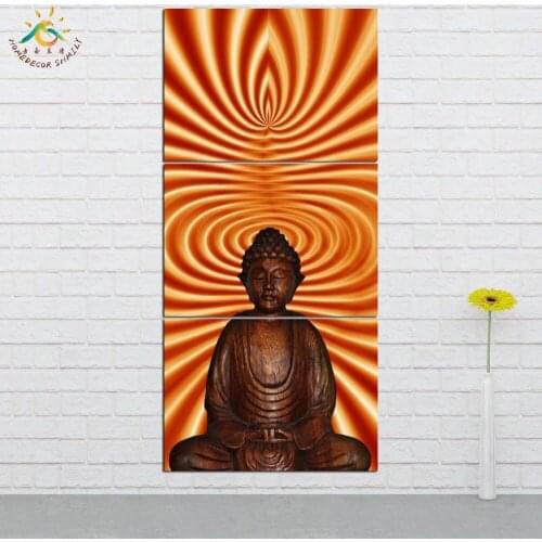 Buddha Image Wall Art Canvas Painting Posters and Prints Decorative Picture Decoration Home For Living Room 3 PIECES