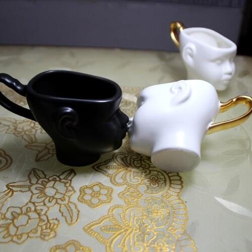 Ceramic Cups Creative Couples Coffee Mugs with Gold Handle 200ml White Black Coffee Cup Exquisitely Designed Durable Gorgeous