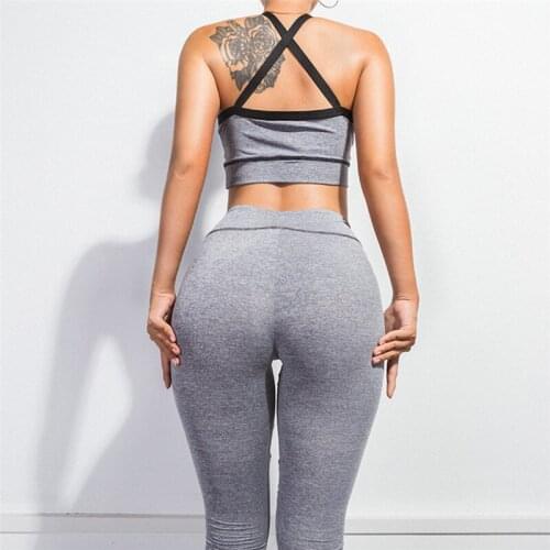 2 Piece Yoga Set Sexy Net Yarn Patchwork Women Sports Bras+Long Pants Sportsuite Women Fitness Sets Sport Suit Women Sportswear