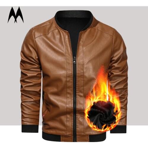 Autumn Winter Mens Fleece Leather Jackets Thick Warm Casual Coats Men Fashion Motorcycle PU Jacket Windproof Outdoor Clothing
