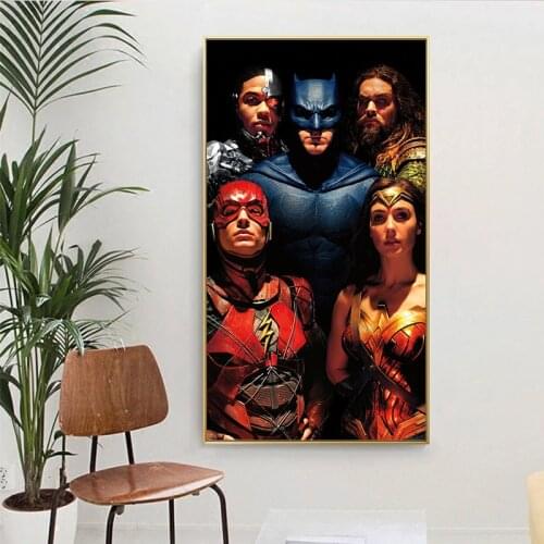 Justice League Movie Posters and Prints Batman Wall Decoration Canvas Print Painting Cuadros for Bedroom Living Room Home Decor