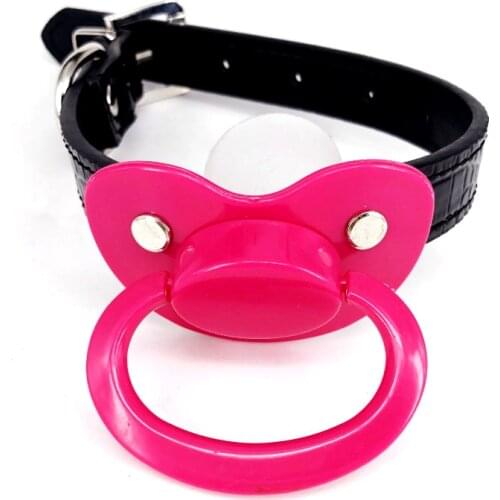 New DDLG gag pacifier adult pacifier plus rose red adult pacifier dummy ABDL baby girl silicone pacifier abdl large black belt