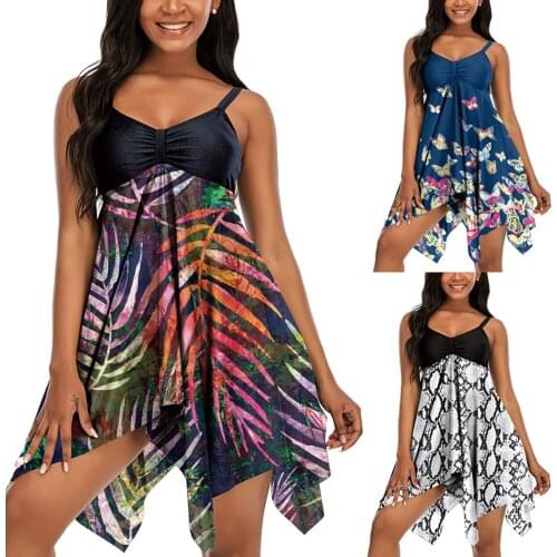 2021 New Beach Suit Large Size S-XXXXL Women Summer Printed Bikini Set 2Pcs Swimwear Swimsuit Padded Beachwear