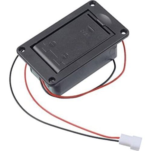 NEW-Active Bass Guitar Pickup 9V Battery Boxs/Holder/Case/Compartment Cover With Metal Contacts Spring And 2 Pin Plug with Cable