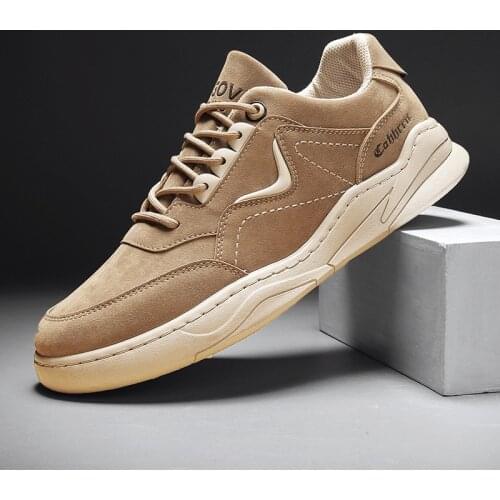 Spring New Men Leather Casual Shoes Youth Fashion Light Air Cushion Leisure Sport Shoes High Tops Sneakers Trainers