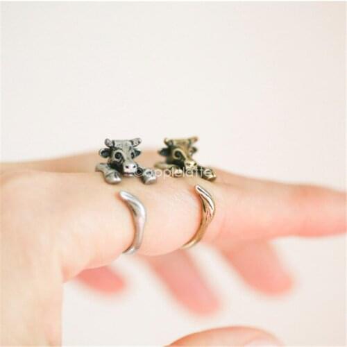 New Trendy Vintage Adjustable Cow Rings Fashion Animal Men Bullfighting Rings Women Gift