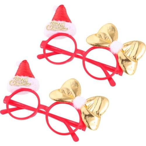 2Pcs Santa Eyeglass Frames Christmas-Themed Glasses Kids Party Props Christmas Party Decorative Accessories Photobooth Props