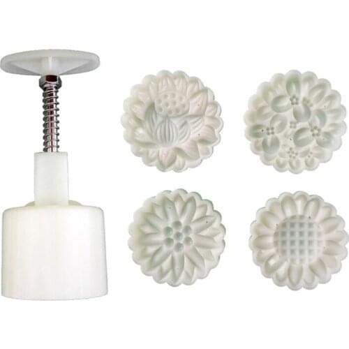 Plastic Mooncake Mold 75g Flower Stamp Cookie Cutter Mould DIY Baking Accessories Mid-Autumn Festival Kitchen Gadgets