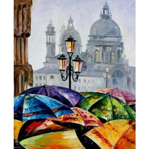 Popular Embroidery Rainy Day in Venice Modern Stamped Cross Stitch Kits with 100% Cotton Flosses & Free Shipping for Home Decor